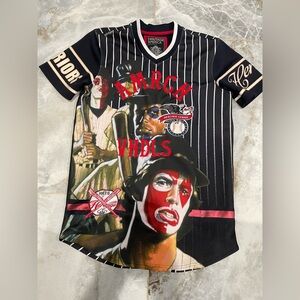 Black and Red Baseball Jerseys with Pinstripes